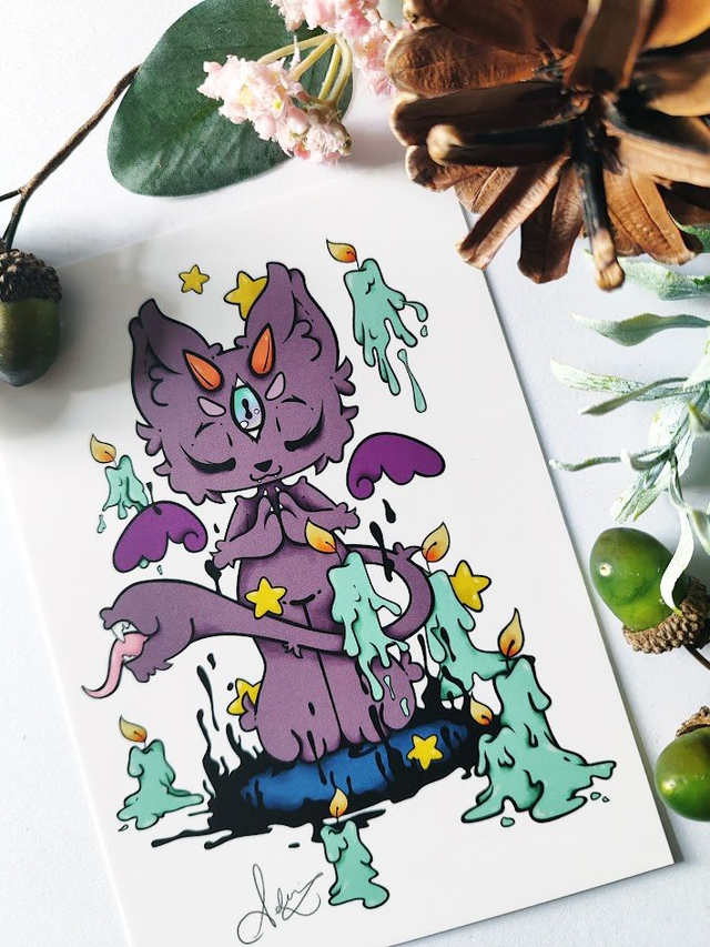 Summoning Kitty Postcard