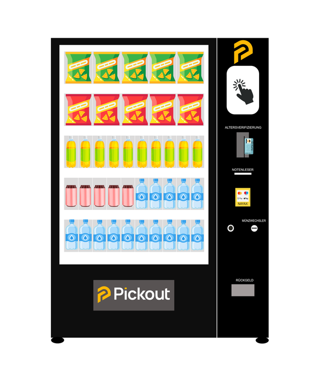 Verkaufsautomat Premium mit Touchscreen (Altersverifizierung) Inklusive Kreditkarten Terminal sowie Noten und Münzwechsler.