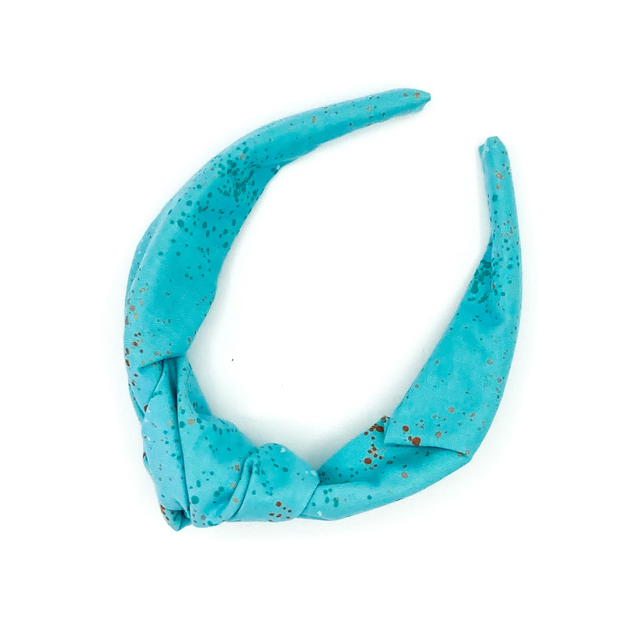 Top Knot Alice Band - Turquoise Metallic Gold Speckle