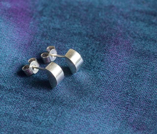 Silver Half Moon Ear Studs