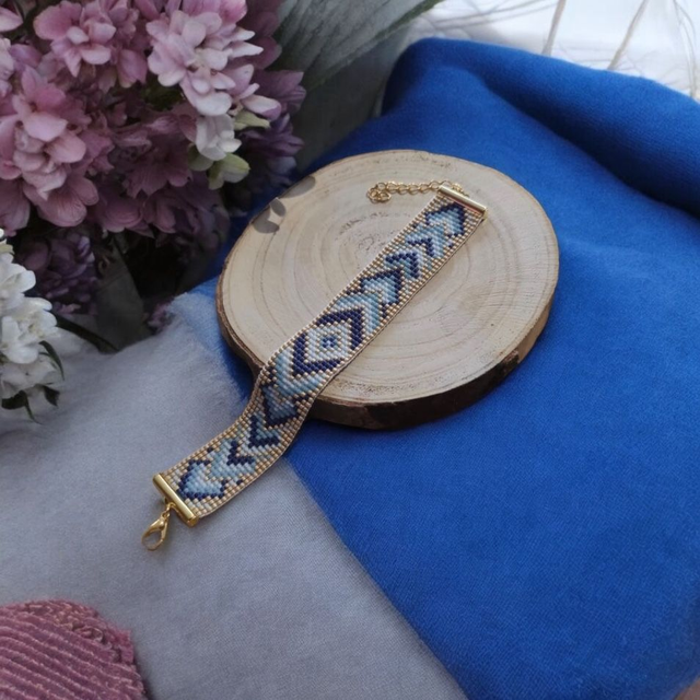 Bracelet tons bleu et or