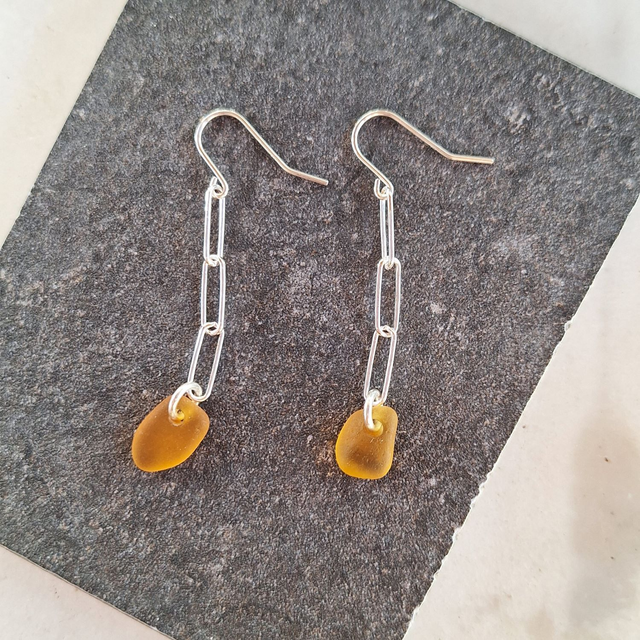 Bocca Orange - boucles d'oreilles de plage en argent (longues)