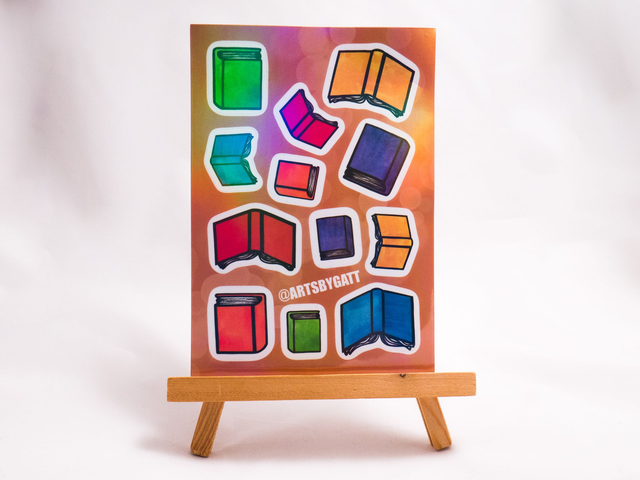 KSIĄŻKI arkusz naklejek, winylowe wlepy z książkami