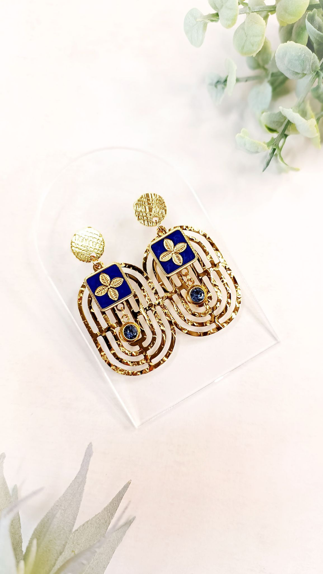 GLORIA - Bleu Abysse - Boucles d&#039;oreilles