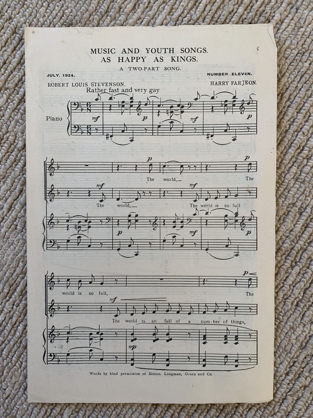 As Happy as Kings Unison Sheet Music 1924