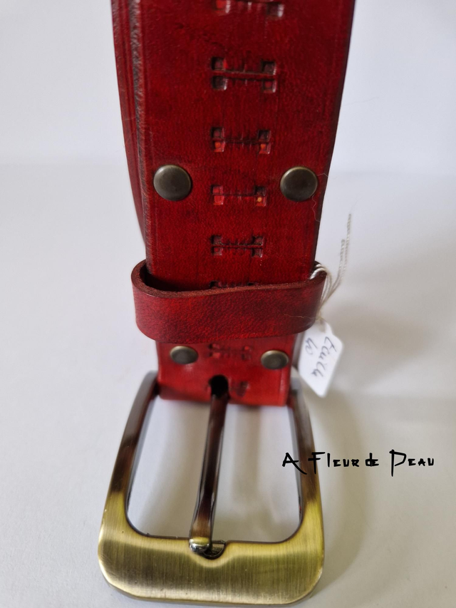 Ceinture cuir rouge foncé