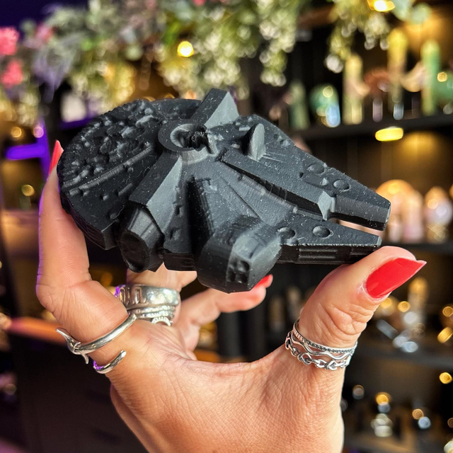 Large Millennium Falcon Obsidian Carving R27N