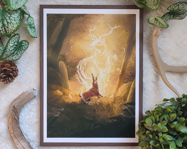 Tirage A4 Le Lièvre et le Cerf d'Or