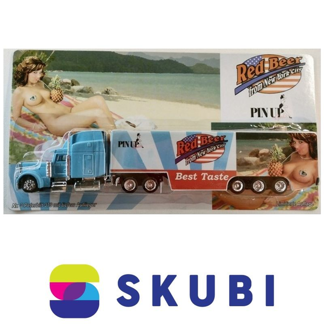 Reklamní kamion s návěsem US Peterbilt 379 - Red Beer from New York City - PinUp girls - model 1:87 H0
