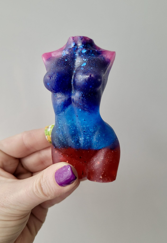 Female Body Ornament - Pink, Blue & Red Glitter