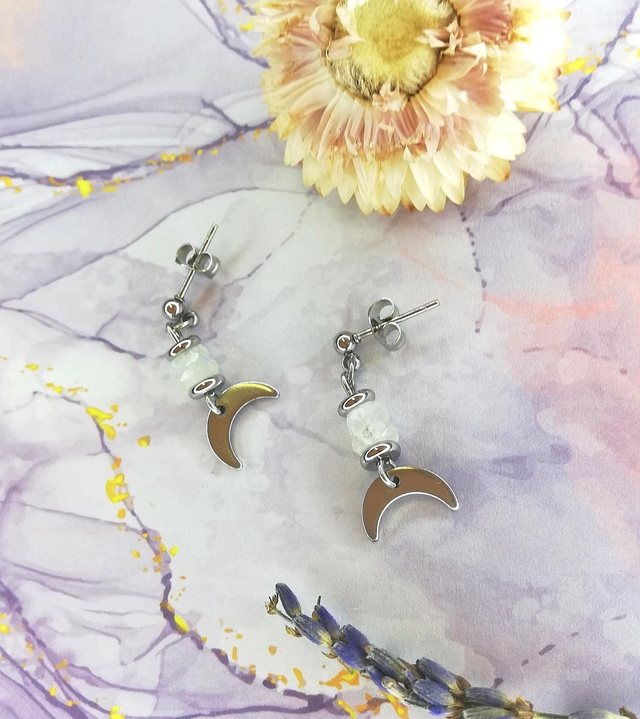 Boucles d&#039;oreilles Luna Ora pierre de lune