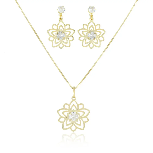 Conjunto Flor Vazado 45cm+5cm - Ouro