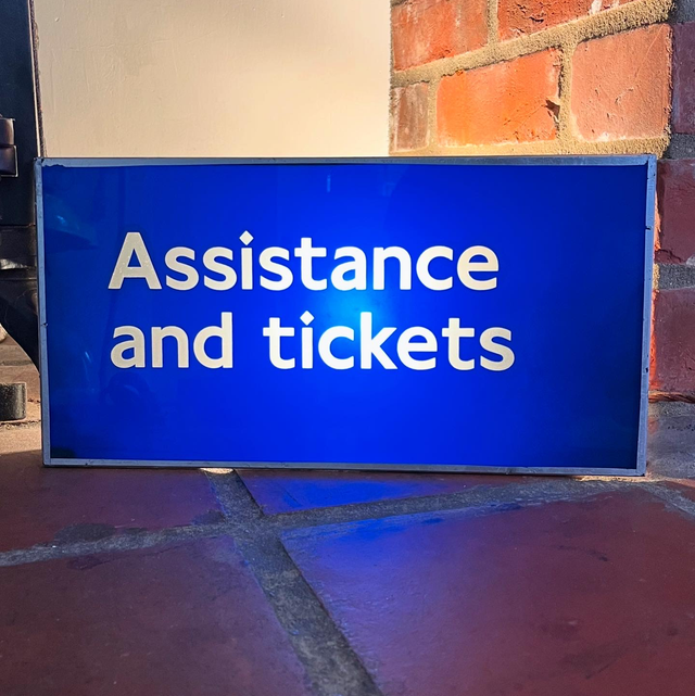 Original London Underground Northern Line Glass “Assistance and tickets” Sign