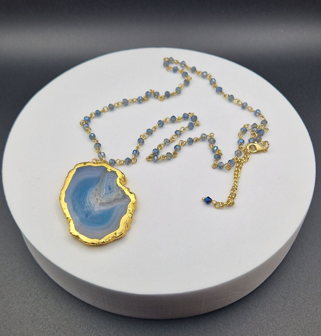Blue Agate Slice Necklace