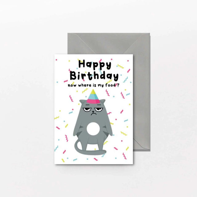 Happy Birthday Now Where is my Food? - birthday card
