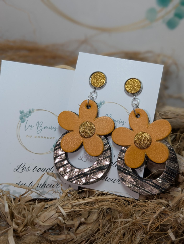 Boucles d&#039;oreilles Baby Marguerite orange bronze mo1504
