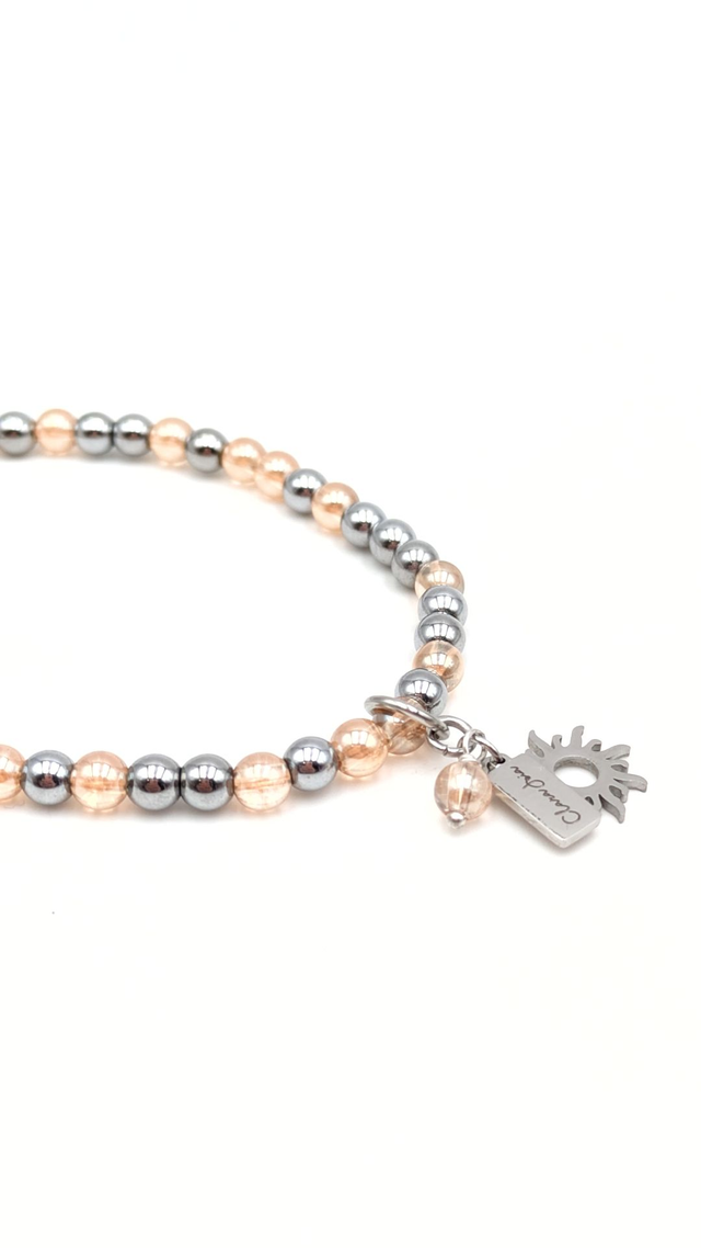 ✨ Bracelet Quartz Aura Sunset &amp; Acier Argenté – Rayonnement &amp; Douceur intérieure