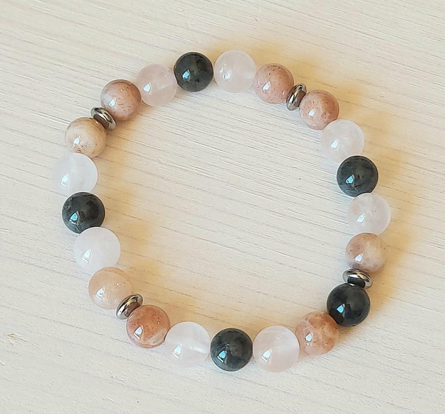 Quartz Rose, Labradorite &amp; Pierre de Lune Rose