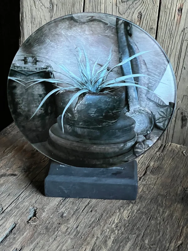 Glascircel met houten standaard