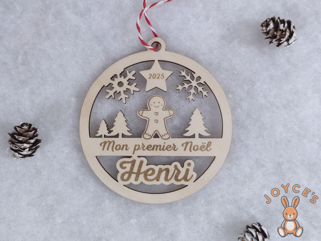 Boule de noël "premier noël" - 9cm - Modèle Henri