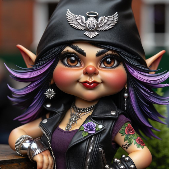 Female Gnome Biker T-Shirt