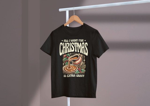 All I want for Christmas is extra gravy. Christmas Wishes,. Alles, was ich mir zu Weihnachten wünsche, ist extra Soße. Weihnachtswünsche,