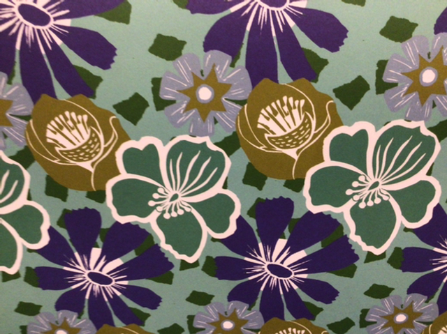 Gift Wrap Rewrapped Purple and Green Flowers