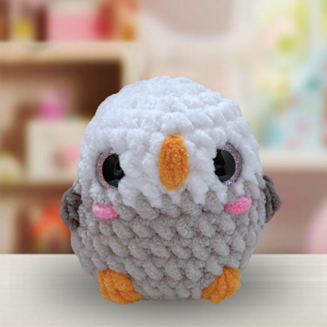 Crochet Chenille Bird Friend, Seagull, Ukca tested