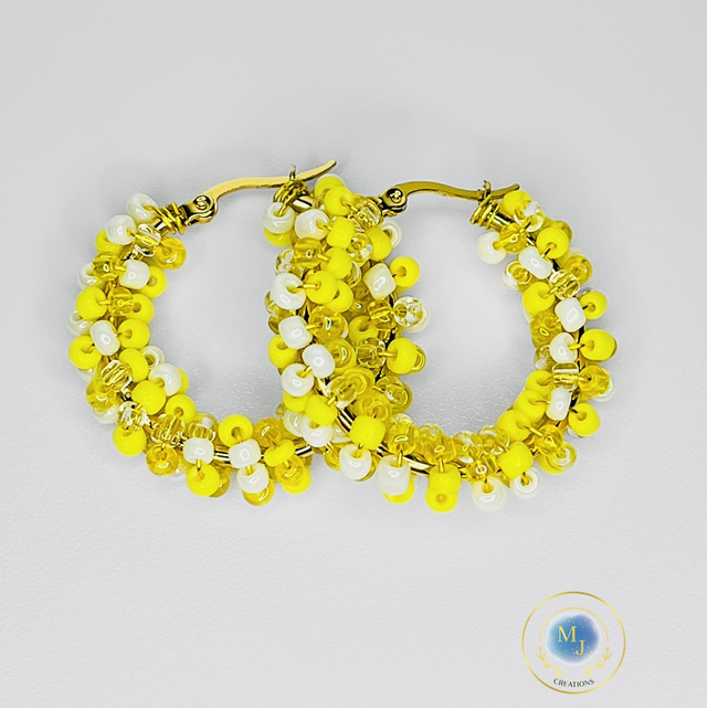 Sunbeam Hoops – Handgemaakte Gele Statement Oorbellen