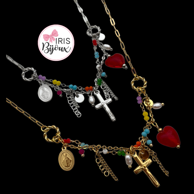 Collana multicolor Croce