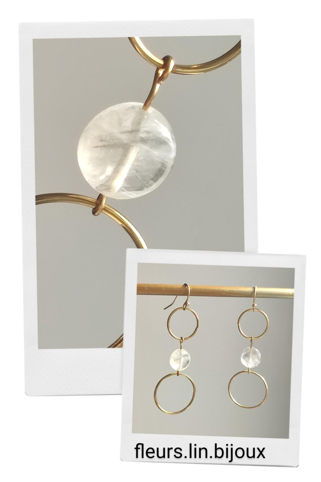 Z-Boucles d&#039;oreilles en agate ( pierres naturelles) sur cercles dorés en acier inoxydable -sans nickel 