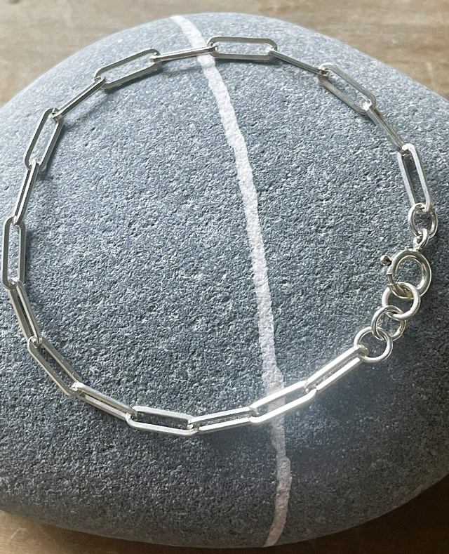 Simple paperclip bracelet - sterling silver