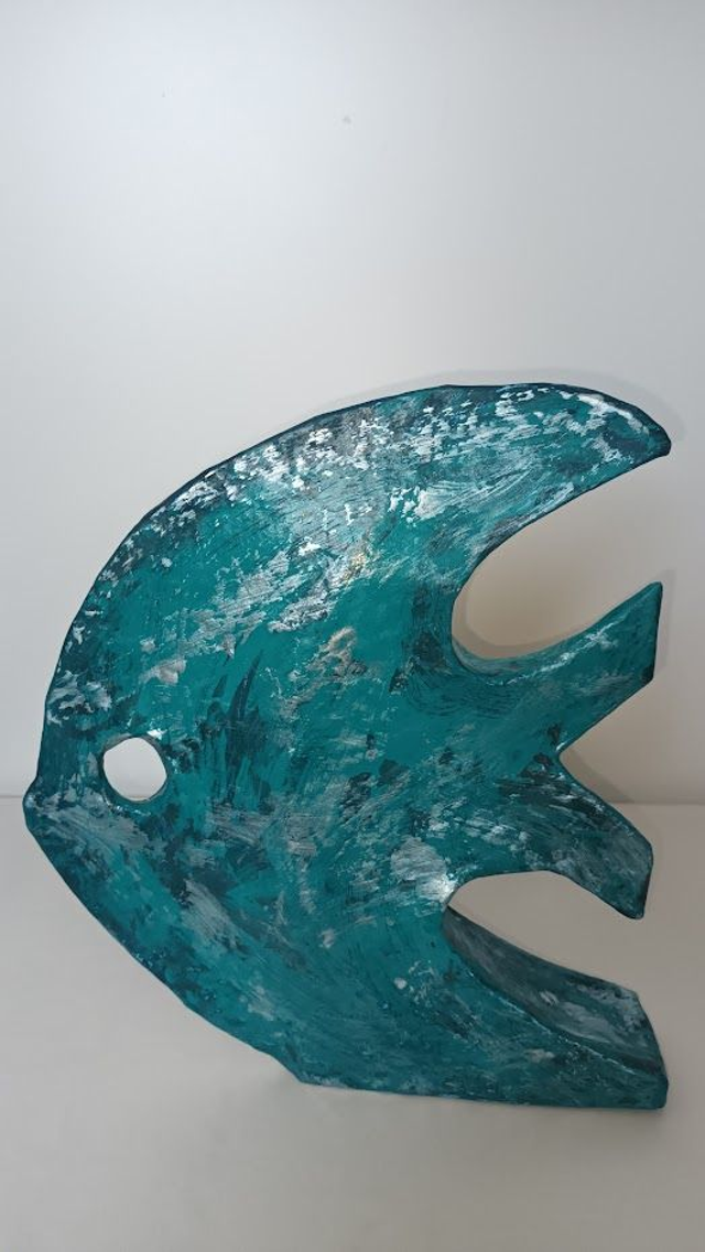 POISSON en papier mâché, fait main, décoration ou cadeau unique