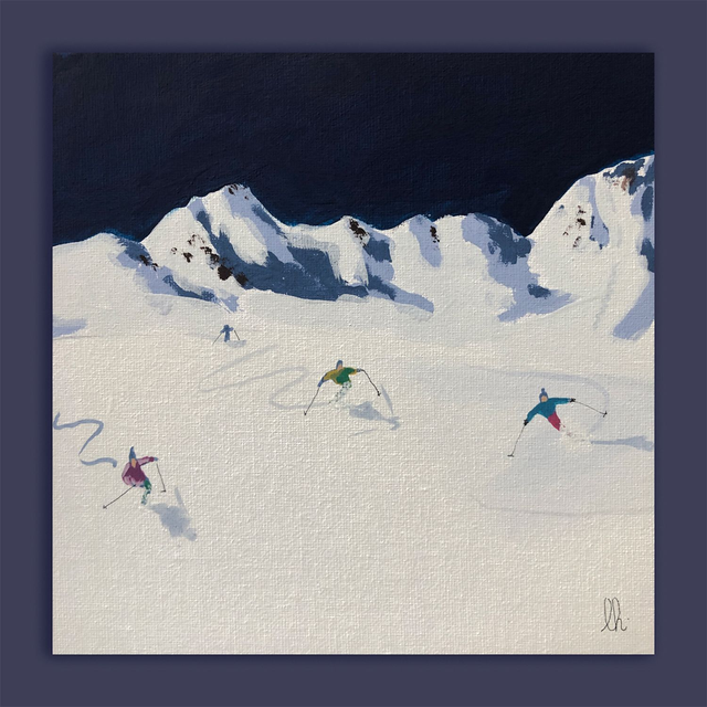 petit tableau skieur11 20X20