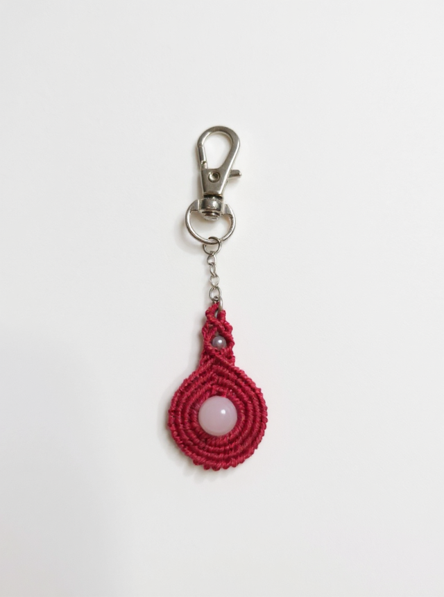 Porte-clé spirale en micro-macramé