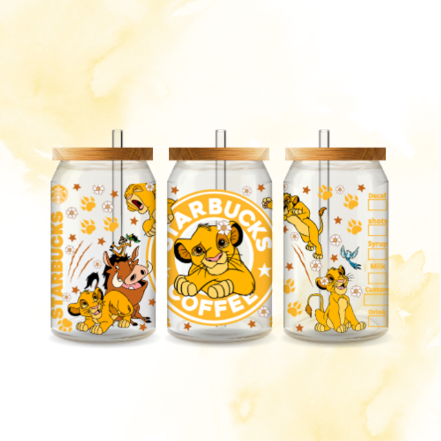 Verre canette givré Starbuck roi lion