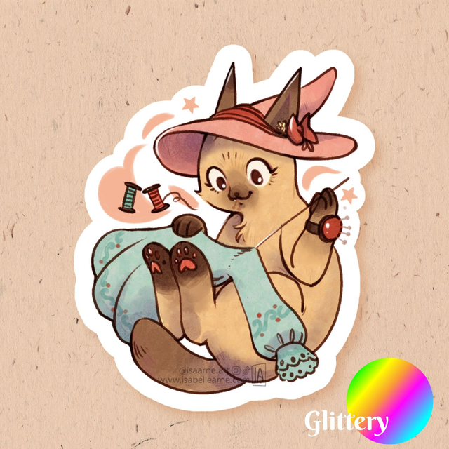 Sticker pailleté - Bunny couturière