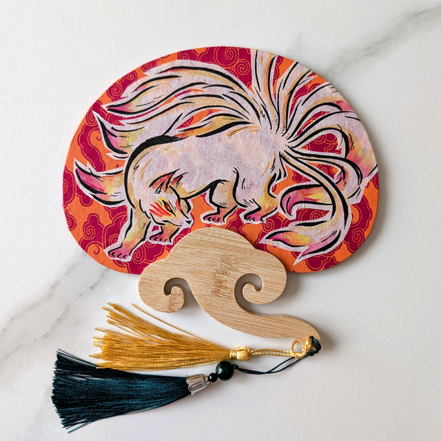 Uchiwa Kyūbi no kitsune 九尾の狐 - Rose &amp; jaune 🩷💛