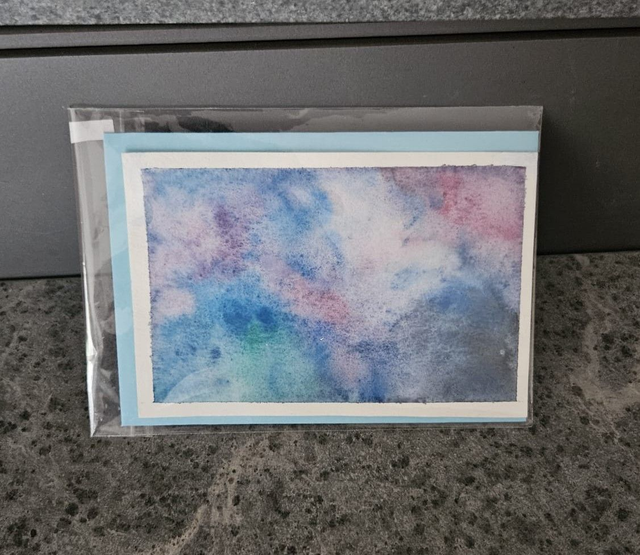Carte postale aquarelle originale "Abstrait bleu"