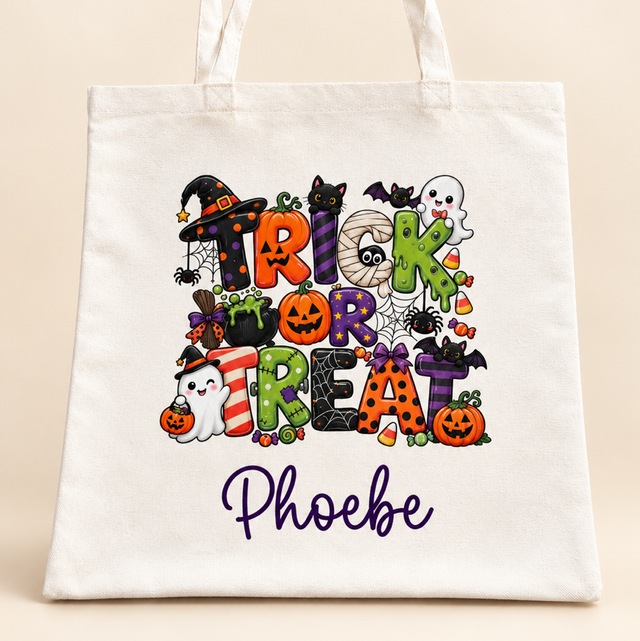 Trick or treat halloween tote bag