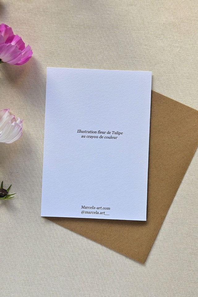 Carte au crayon de couleur - Tulipe