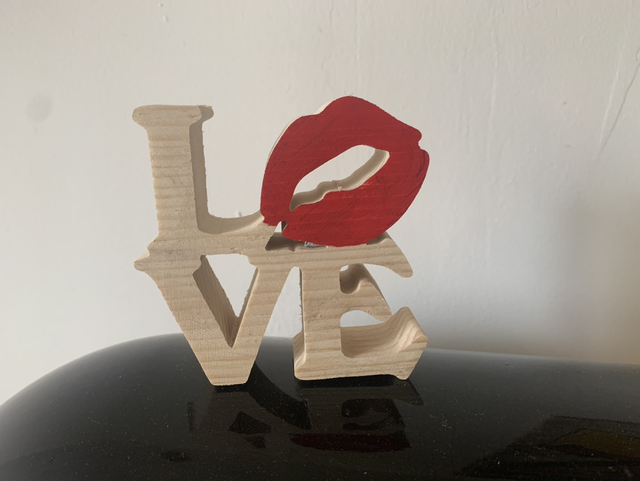 Love bouche en bois fait main 
