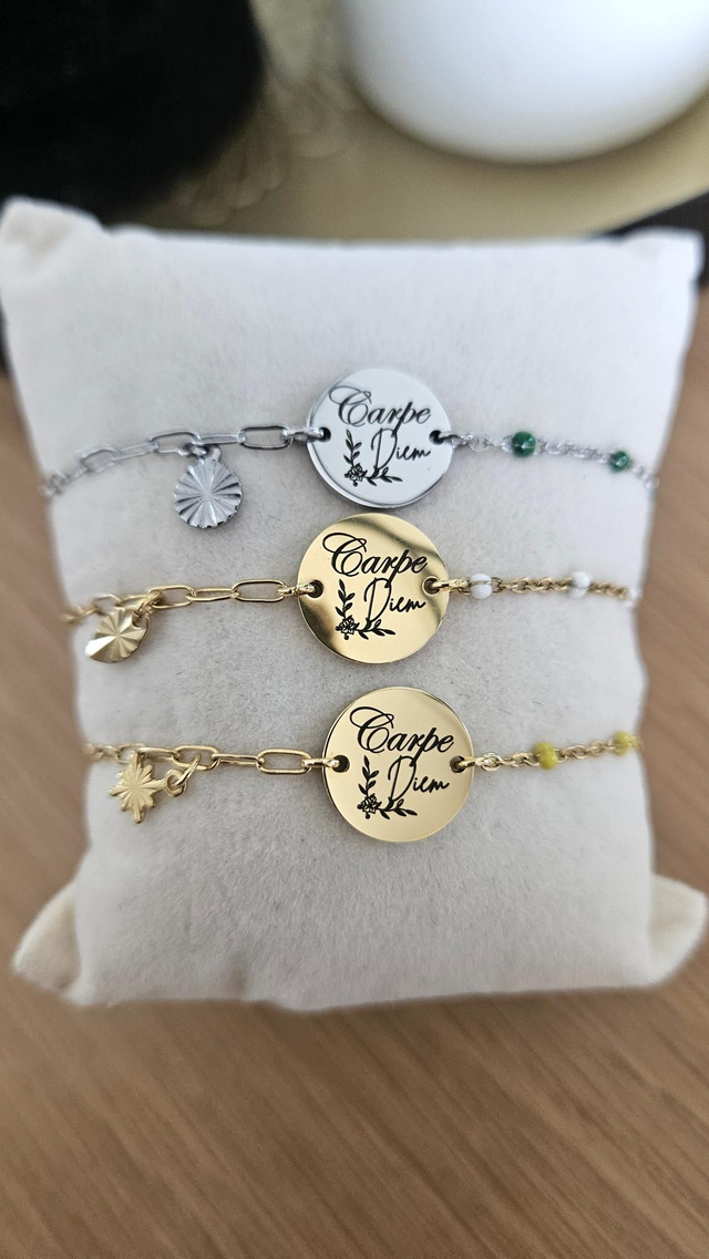 Bracelet chaîne &quot;carpe diem &quot;