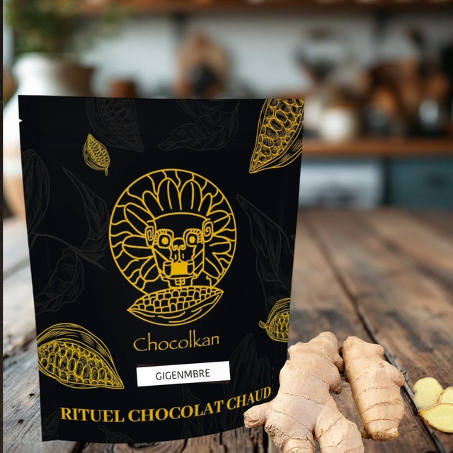 Doypack Chocoginger 1kg - Rituel Chocolat Chaud au gingembre - Équateur 65%