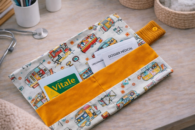 Ordonnancier velours et coton modèle « roulotte » 