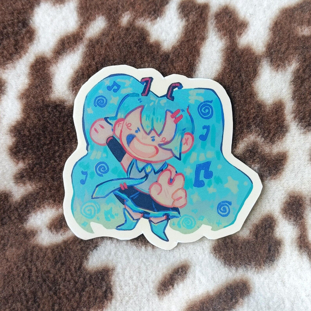 blue haired vocaloid inspired - jumbo vinyl sticker