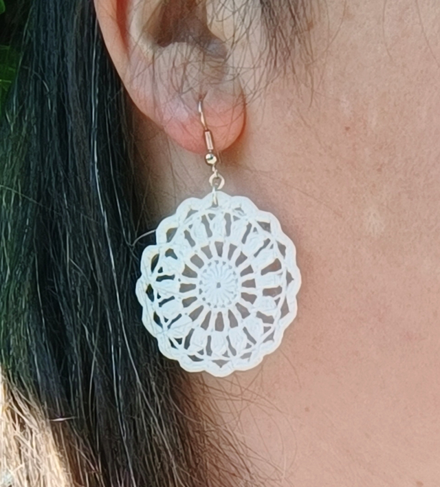 Boucles d'oreilles MANDY en Micro-Crochet - Blanc 