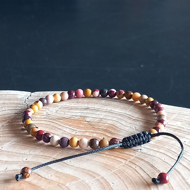 Bracelet ajustable en Jaspe mokaïte