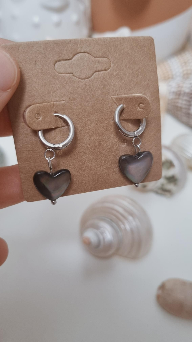 Boucles d'oreilles coeur nacré