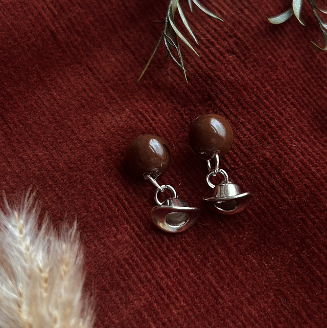 Chocolate Brown and Silver Cowboy Hat Earrings